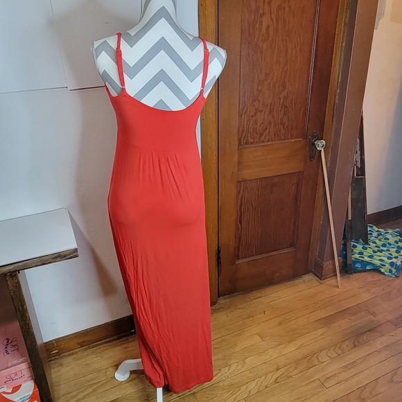 Calvin Klein Pin tucked Spaghetti strap knit maxi dress Red size 6 - Picture 4 of 7